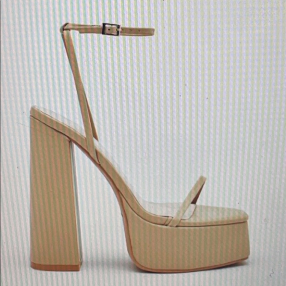 Nasty gal faux leather chunky platform strappy block heels